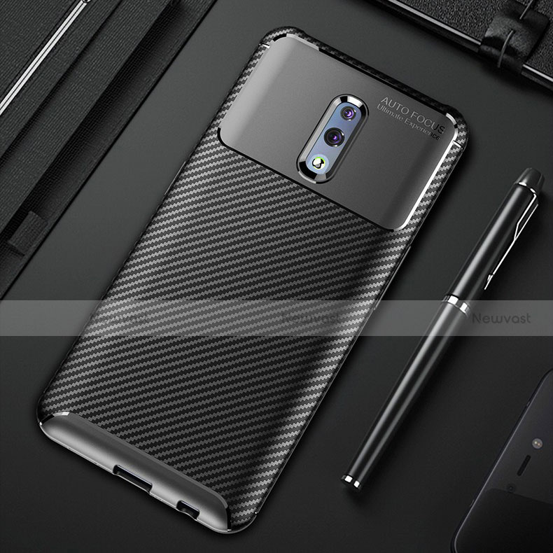 Silicone Candy Rubber TPU Twill Soft Case Cover S01 for Oppo Reno Black