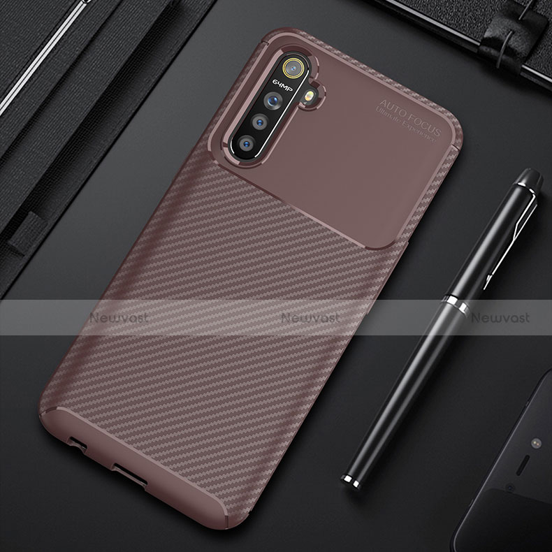 Silicone Candy Rubber TPU Twill Soft Case Cover S01 for Realme XT Brown