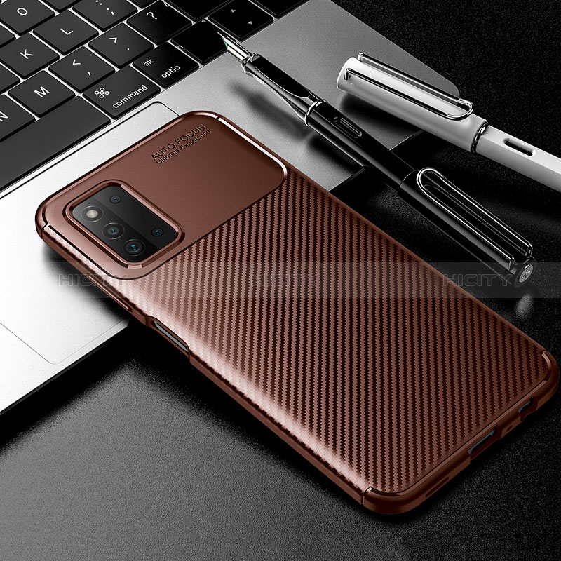 Silicone Candy Rubber TPU Twill Soft Case Cover S01 for Samsung Galaxy F52 5G Brown