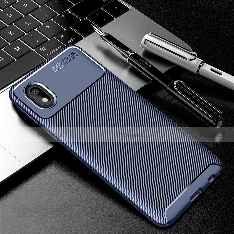 Silicone Candy Rubber TPU Twill Soft Case Cover S01 for Samsung Galaxy M01 Core Blue