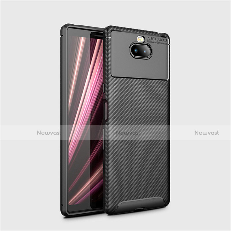 Silicone Candy Rubber TPU Twill Soft Case Cover S01 for Sony Xperia 10 Black