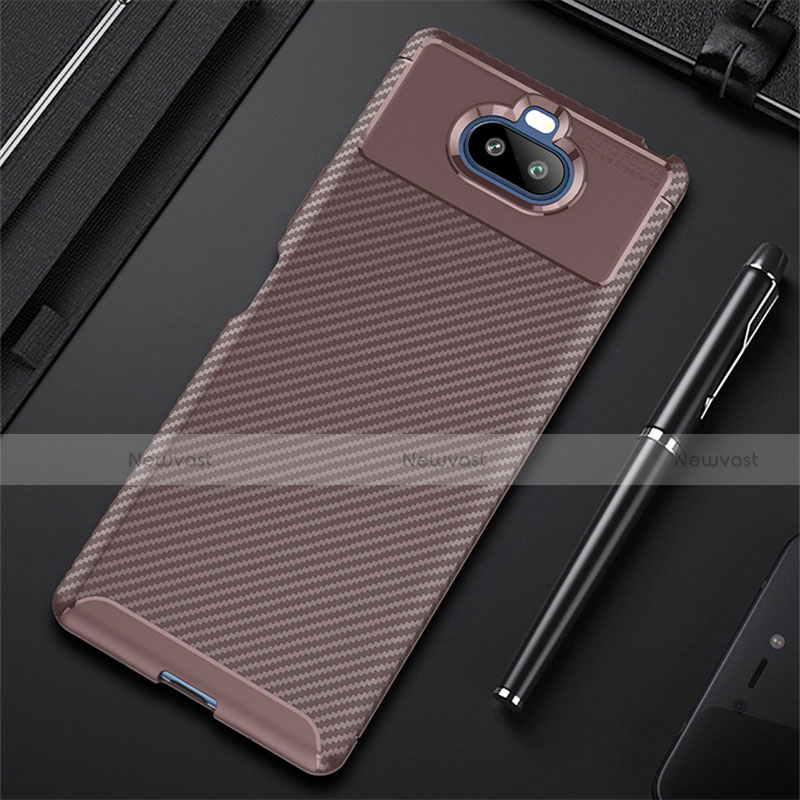 Silicone Candy Rubber TPU Twill Soft Case Cover S01 for Sony Xperia 8 Brown