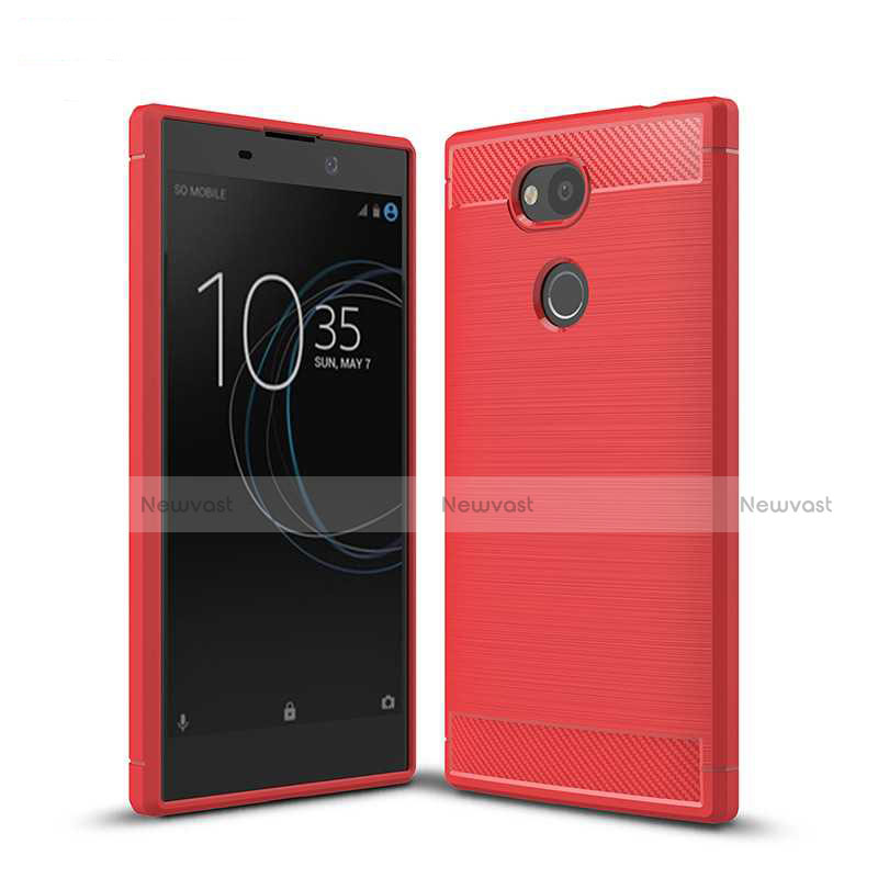 Silicone Candy Rubber TPU Twill Soft Case Cover S01 for Sony Xperia L2 Red