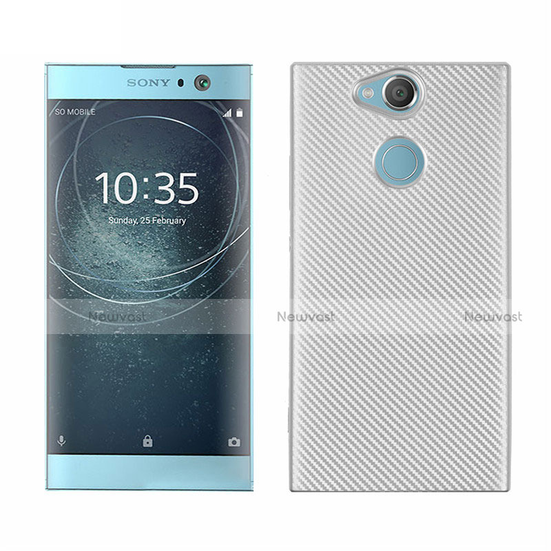 Silicone Candy Rubber TPU Twill Soft Case Cover S01 for Sony Xperia XA2 Plus White