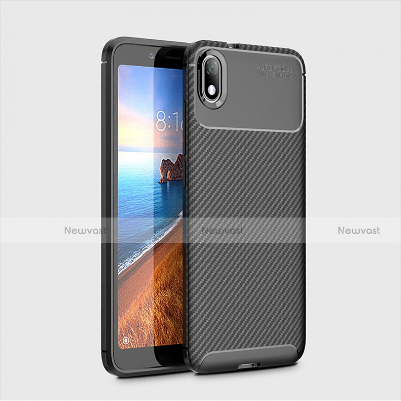 Silicone Candy Rubber TPU Twill Soft Case Cover S01 for Xiaomi Redmi 7A Black