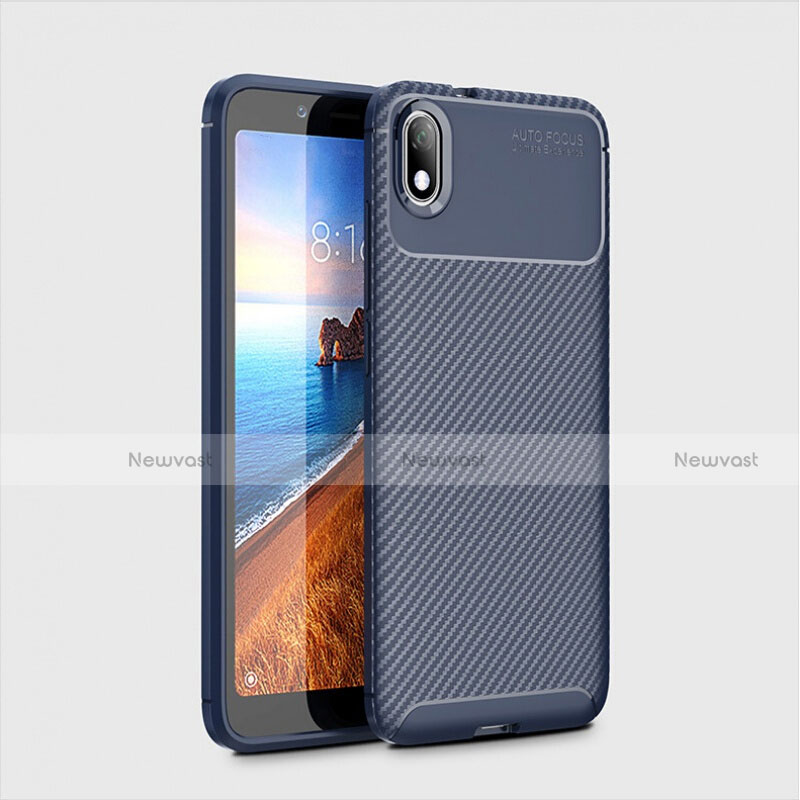 Silicone Candy Rubber TPU Twill Soft Case Cover S01 for Xiaomi Redmi 7A Blue