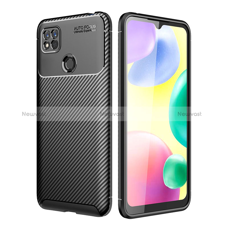 Silicone Candy Rubber TPU Twill Soft Case Cover S01 for Xiaomi Redmi 9C NFC Black