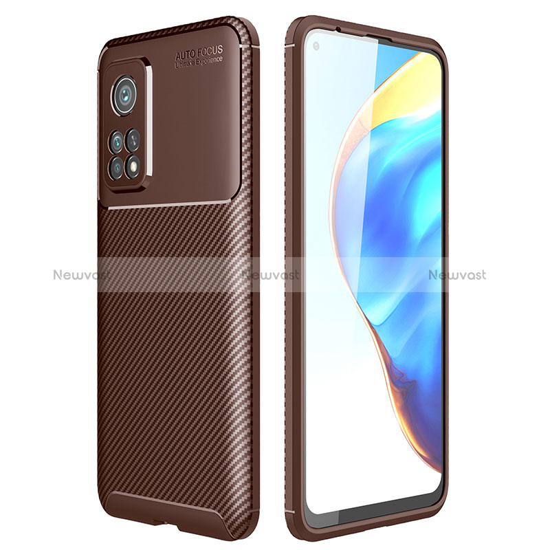 Silicone Candy Rubber TPU Twill Soft Case Cover S01 for Xiaomi Redmi K30S 5G Brown