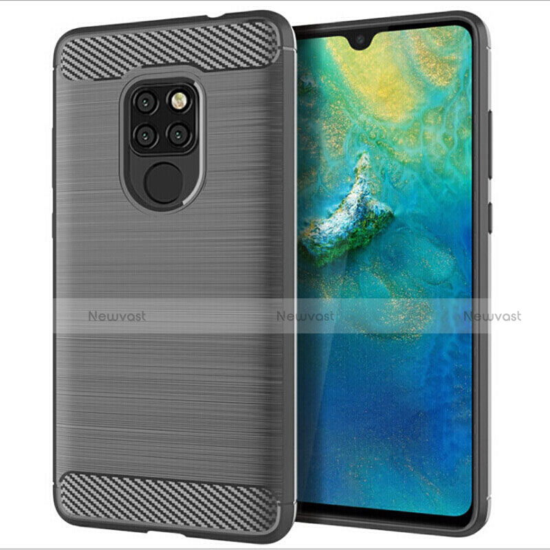 Silicone Candy Rubber TPU Twill Soft Case Cover S02 for Huawei Mate 20 Gray