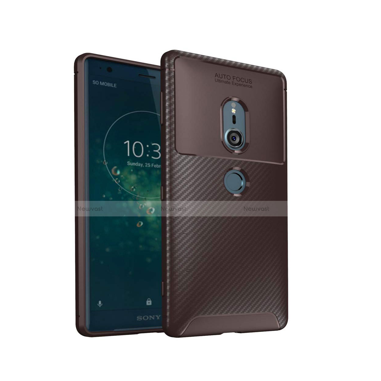 Silicone Candy Rubber TPU Twill Soft Case Cover S02 for Sony Xperia XZ2 Brown