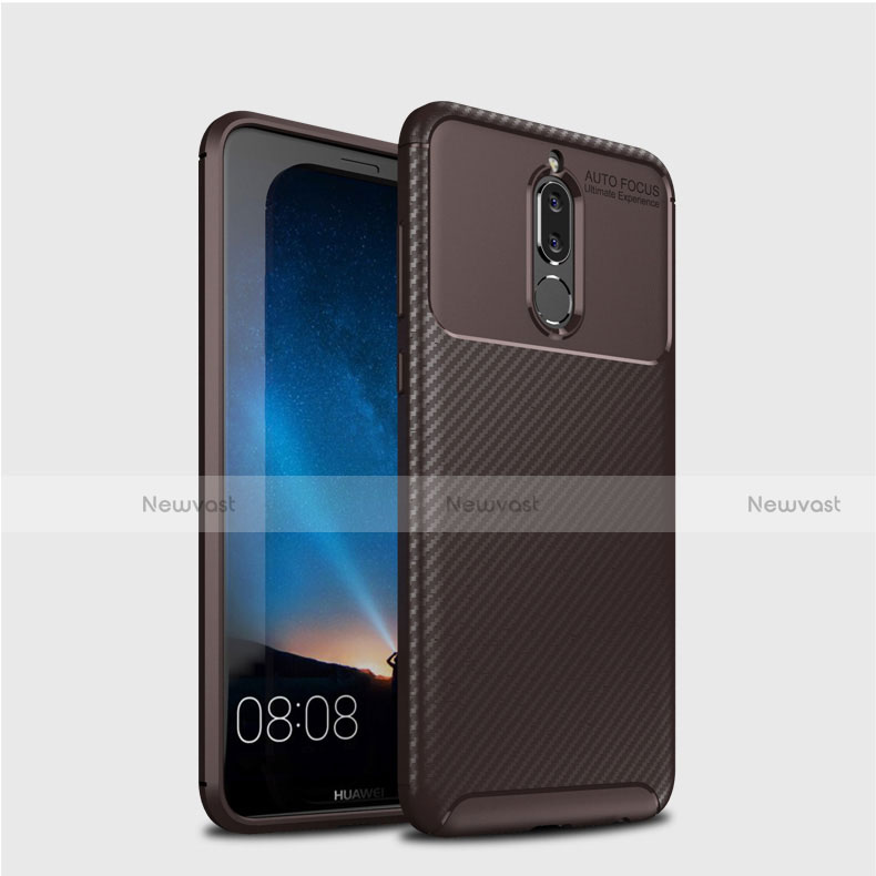 Silicone Candy Rubber TPU Twill Soft Case Cover S03 for Huawei Mate 10 Lite Brown