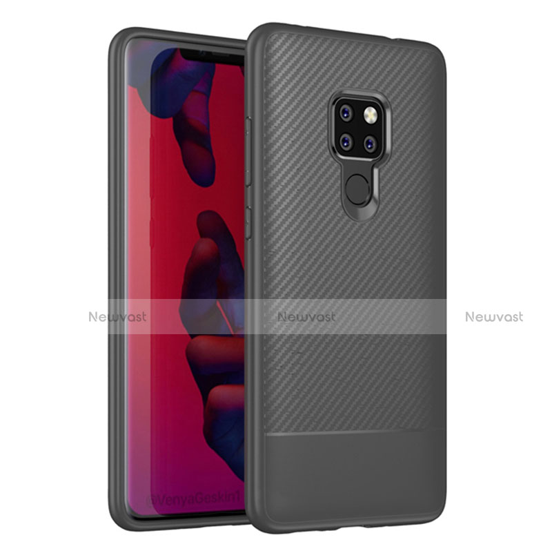 Silicone Candy Rubber TPU Twill Soft Case Cover S04 for Huawei Mate 20 Gray