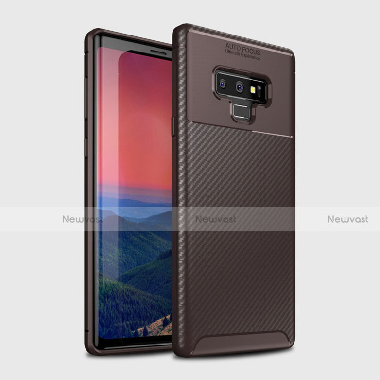 Silicone Candy Rubber TPU Twill Soft Case Cover T01 for Samsung Galaxy Note 9 Brown