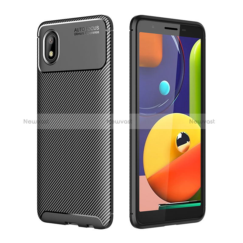 Silicone Candy Rubber TPU Twill Soft Case Cover WL1 for Samsung Galaxy A01 Core Black