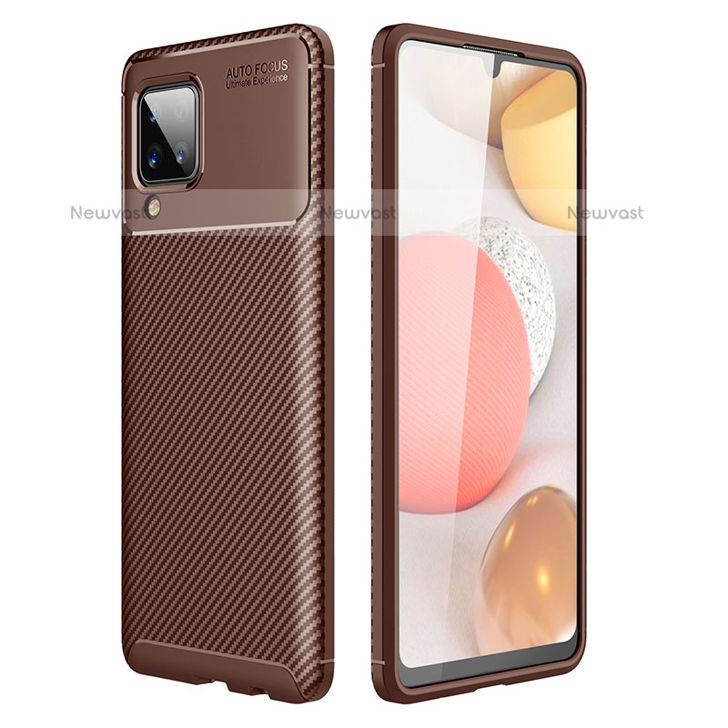 Silicone Candy Rubber TPU Twill Soft Case Cover WL1 for Samsung Galaxy A12 Brown