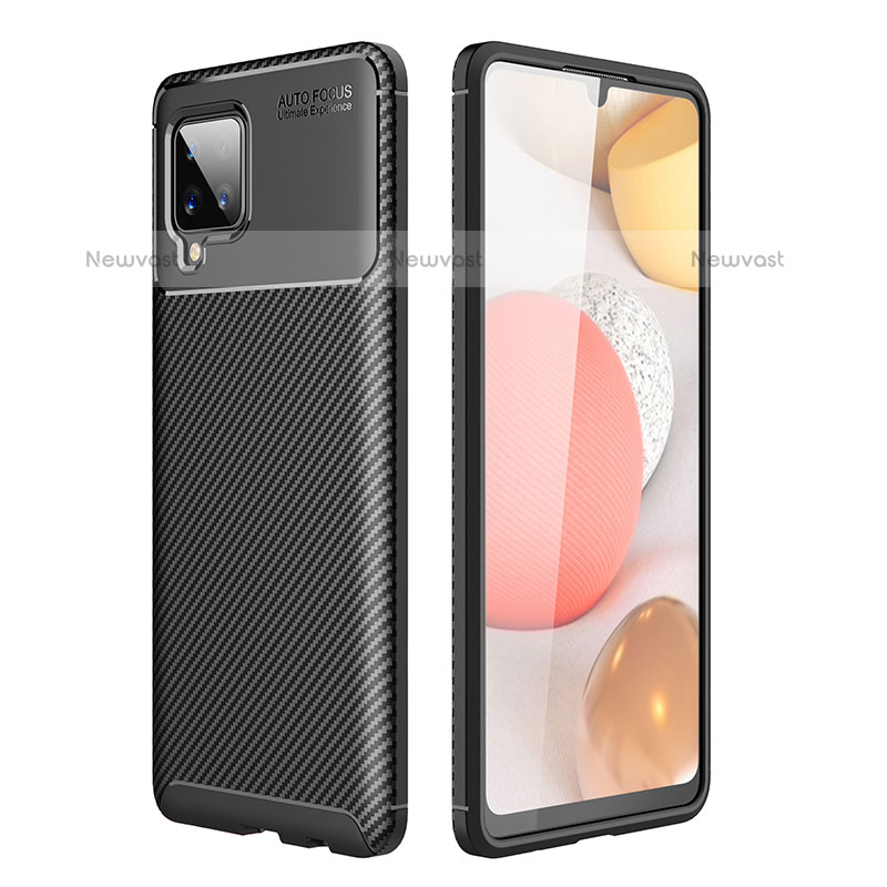 Silicone Candy Rubber TPU Twill Soft Case Cover WL1 for Samsung Galaxy A42 5G Black