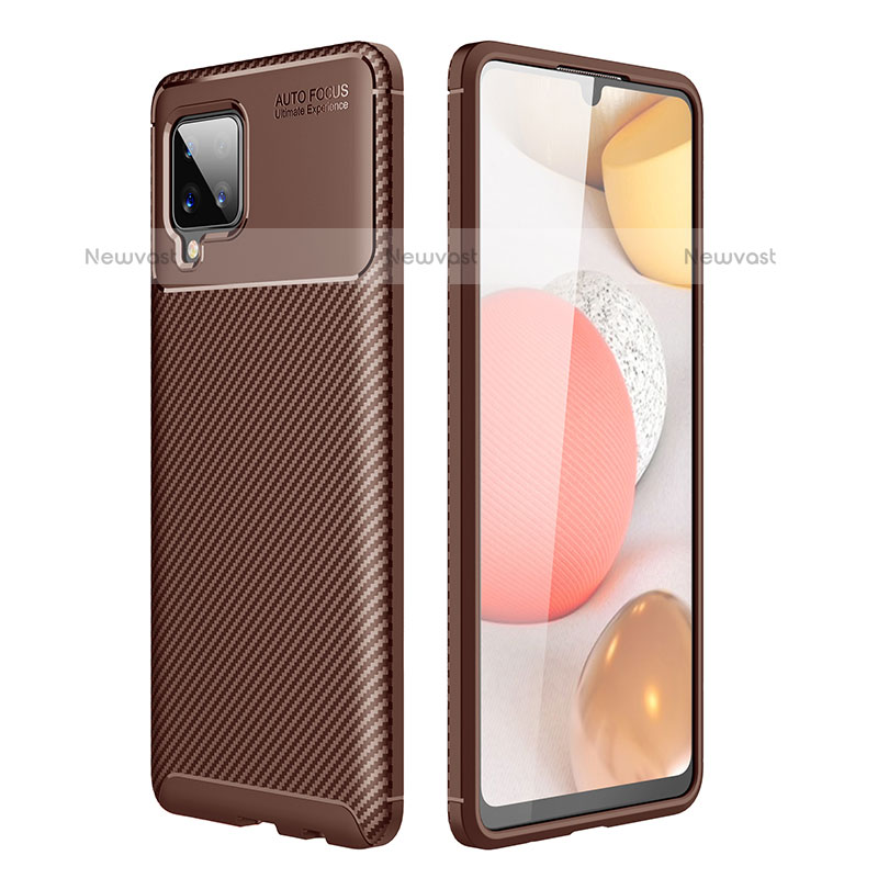 Silicone Candy Rubber TPU Twill Soft Case Cover WL1 for Samsung Galaxy A42 5G Brown