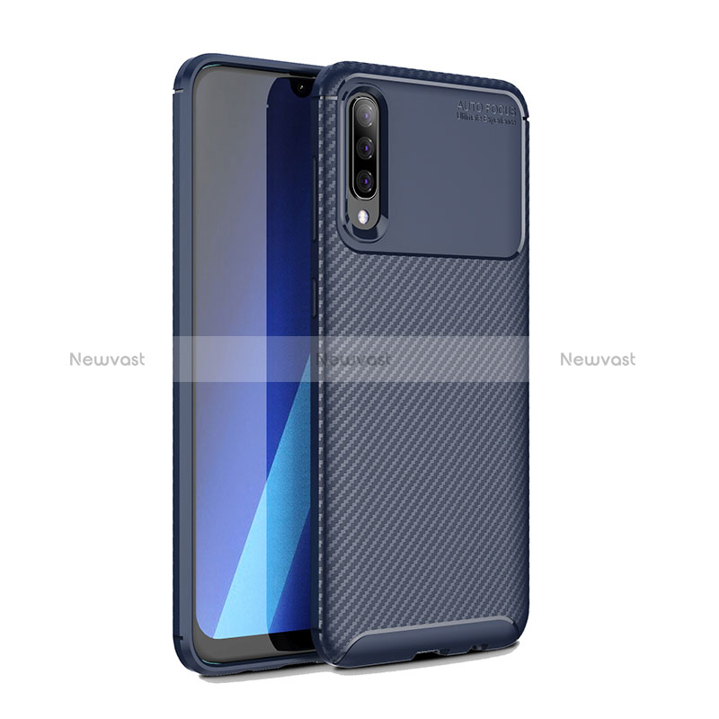 Silicone Candy Rubber TPU Twill Soft Case Cover WL1 for Samsung Galaxy A50 Blue