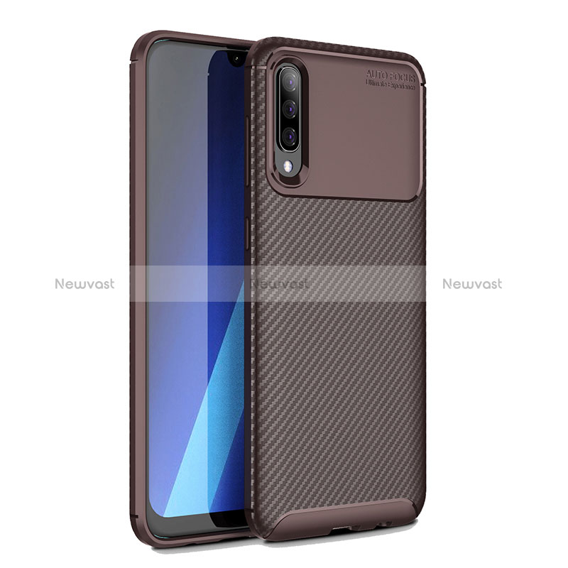 Silicone Candy Rubber TPU Twill Soft Case Cover WL1 for Samsung Galaxy A70 Brown