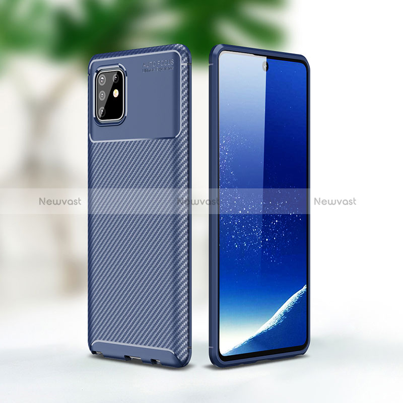 Silicone Candy Rubber TPU Twill Soft Case Cover WL1 for Samsung Galaxy A81 Blue