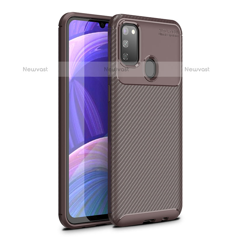 Silicone Candy Rubber TPU Twill Soft Case Cover WL1 for Samsung Galaxy M30s Brown