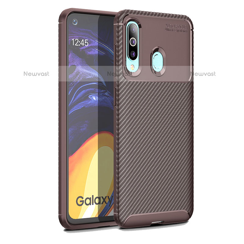 Silicone Candy Rubber TPU Twill Soft Case Cover WL1 for Samsung Galaxy M40 Brown