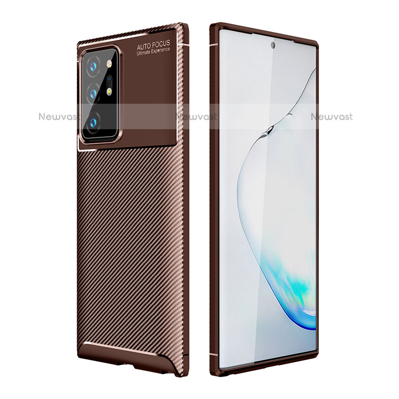 Silicone Candy Rubber TPU Twill Soft Case Cover WL1 for Samsung Galaxy Note 20 Ultra 5G Brown
