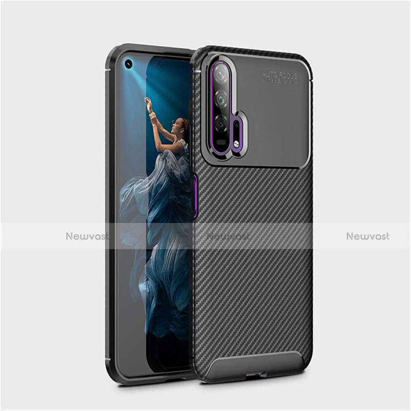 Silicone Candy Rubber TPU Twill Soft Case Cover Y01 for Huawei Honor 20 Pro Black