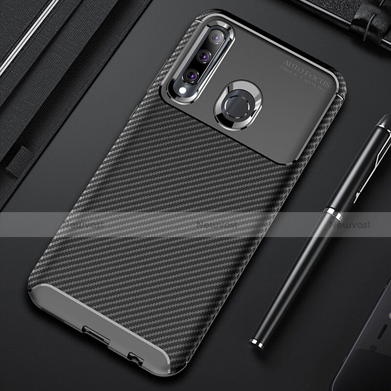 Silicone Candy Rubber TPU Twill Soft Case Cover Y01 for Huawei Honor 20E Black