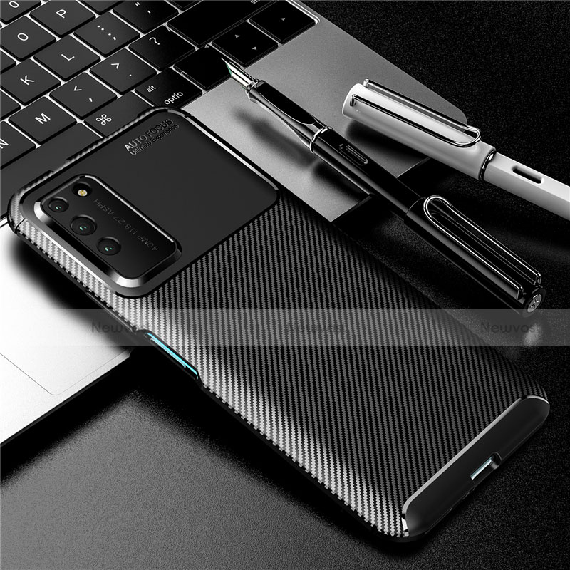 Silicone Candy Rubber TPU Twill Soft Case Cover Y01 for Huawei Honor X10 5G Black