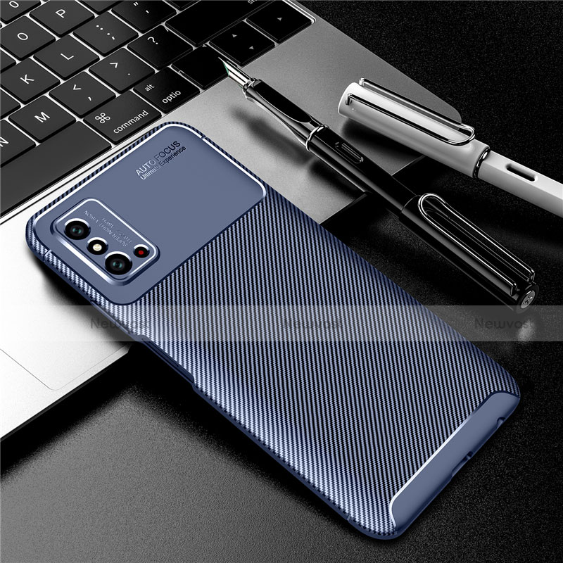 Silicone Candy Rubber TPU Twill Soft Case Cover Y01 for Huawei Honor X10 Max 5G Blue