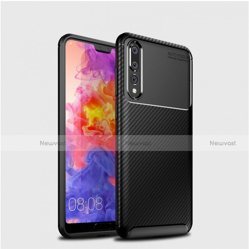 Silicone Candy Rubber TPU Twill Soft Case Cover Y01 for Huawei P20 Pro Black