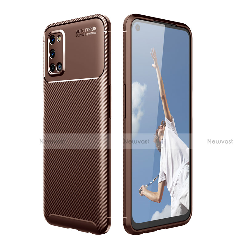 Silicone Candy Rubber TPU Twill Soft Case Cover Y01 for Oppo A72 Brown