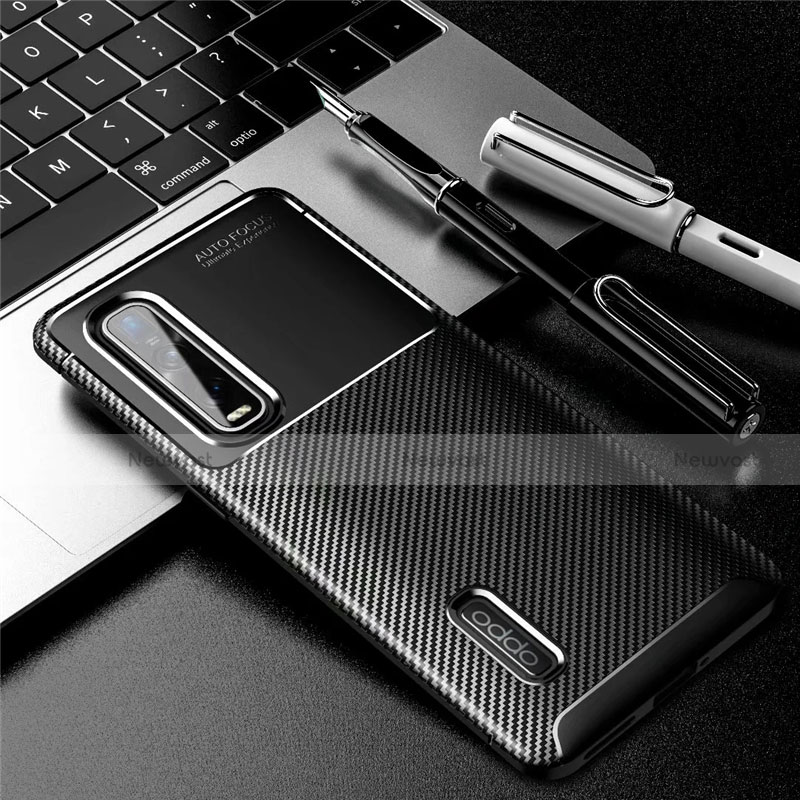 Silicone Candy Rubber TPU Twill Soft Case Cover Y01 for Oppo Find X2 Pro Black