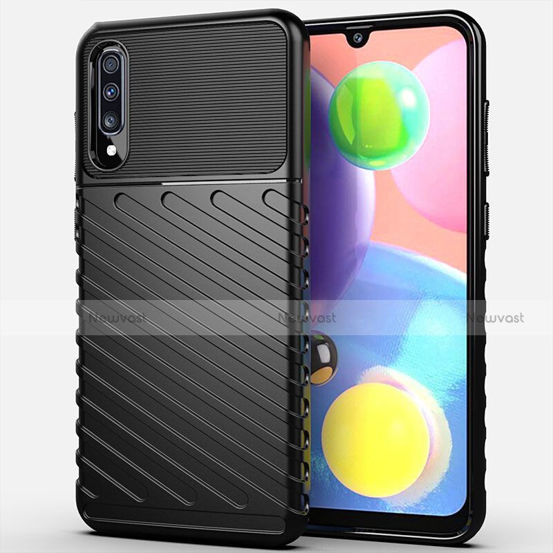 Silicone Candy Rubber TPU Twill Soft Case Cover Y01 for Samsung Galaxy A70 Black