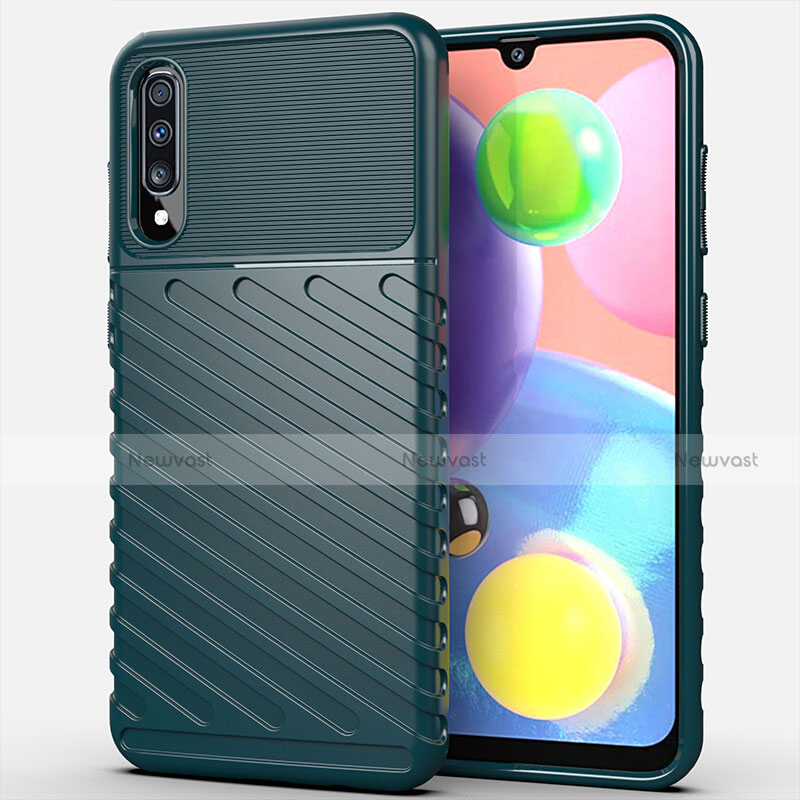 Silicone Candy Rubber TPU Twill Soft Case Cover Y01 for Samsung Galaxy A90 5G Green