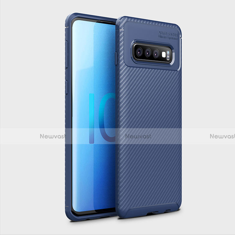 Silicone Candy Rubber TPU Twill Soft Case Cover Y01 for Samsung Galaxy S10 5G Blue