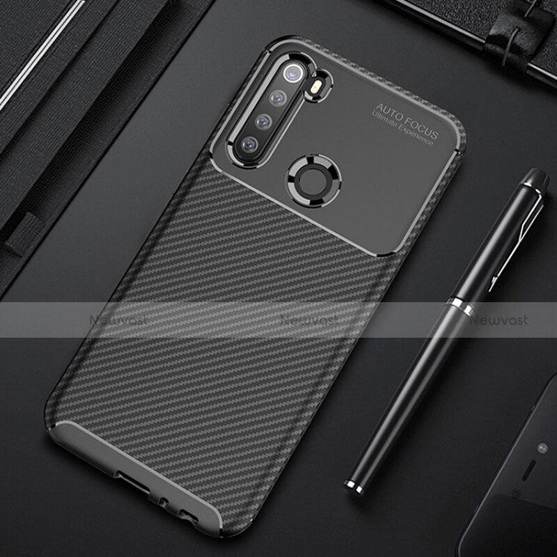Silicone Candy Rubber TPU Twill Soft Case Cover Y01 for Xiaomi Redmi Note 8 (2021) Black