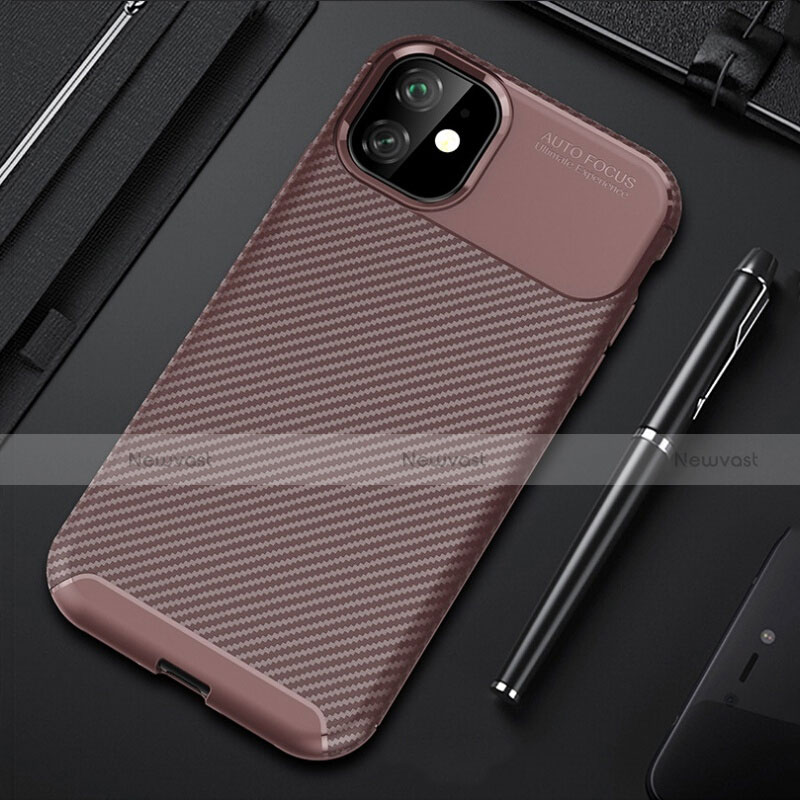 Silicone Candy Rubber TPU Twill Soft Case Cover Y02 for Apple iPhone 11 Brown