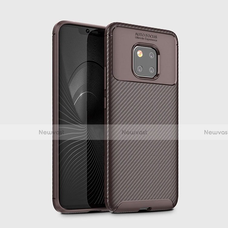 Silicone Candy Rubber TPU Twill Soft Case Cover Y02 for Huawei Mate 20 Pro Brown