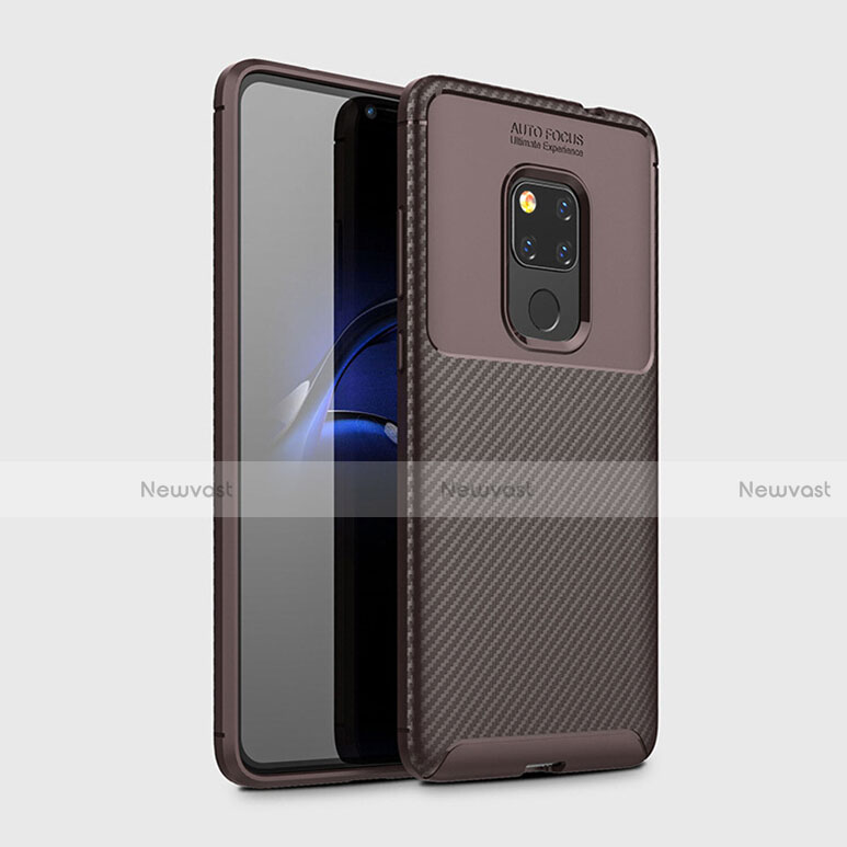 Silicone Candy Rubber TPU Twill Soft Case Cover Y02 for Huawei Mate 20 X 5G Brown