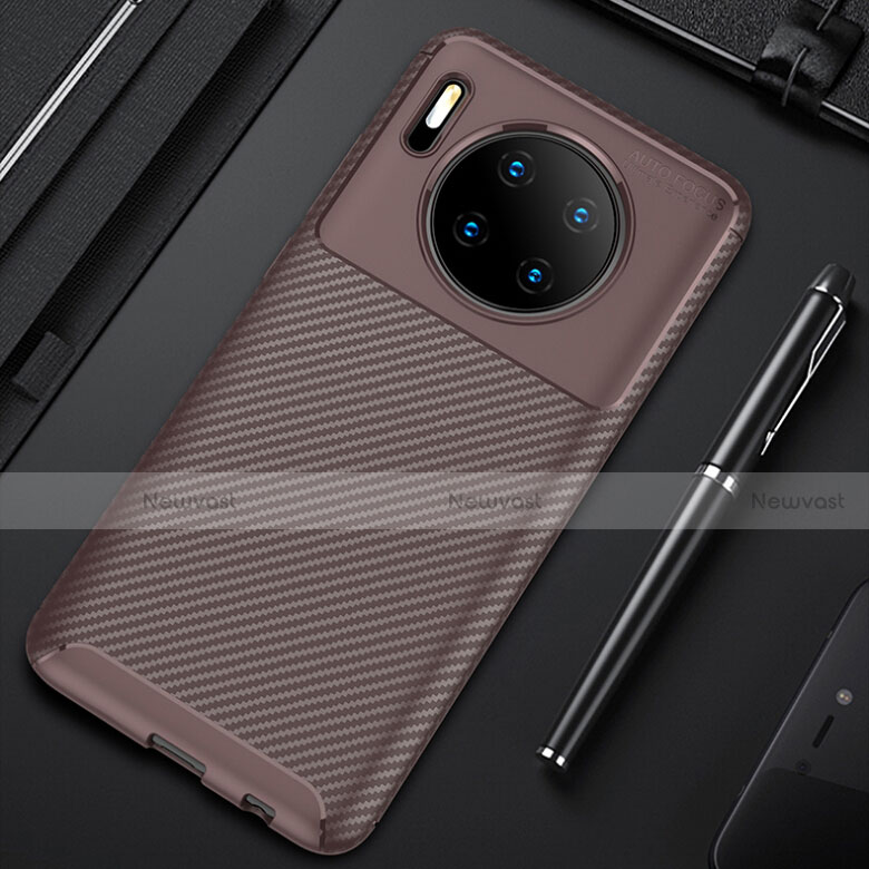 Silicone Candy Rubber TPU Twill Soft Case Cover Y02 for Huawei Mate 30 5G Brown