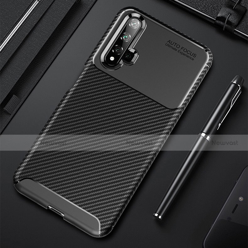 Silicone Candy Rubber TPU Twill Soft Case Cover Y02 for Huawei Nova 5T Black