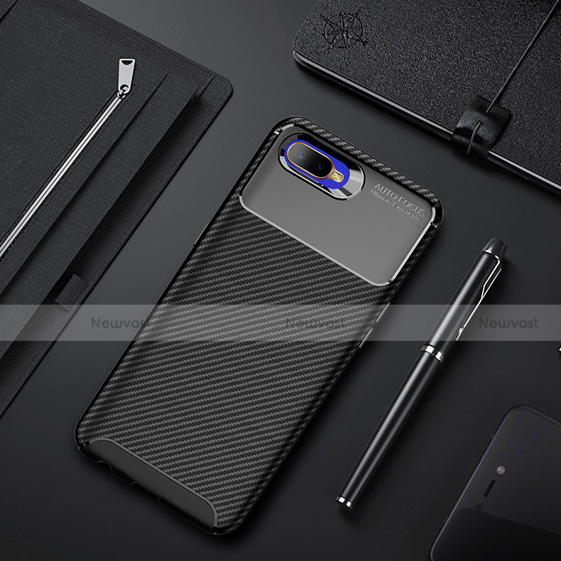 Silicone Candy Rubber TPU Twill Soft Case Cover Y02 for Oppo K1 Black