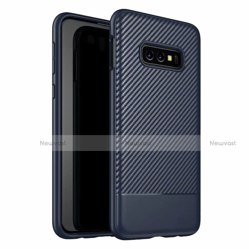 Silicone Candy Rubber TPU Twill Soft Case Cover Y02 for Samsung Galaxy S10e Blue