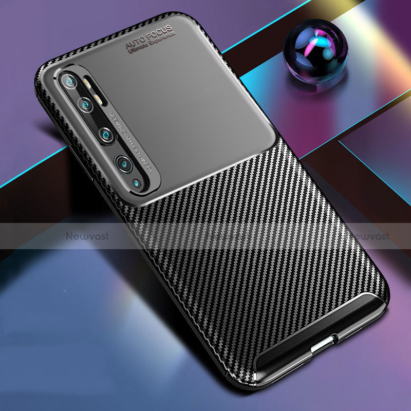 Silicone Candy Rubber TPU Twill Soft Case Cover Y02 for Xiaomi Mi Note 10 Black