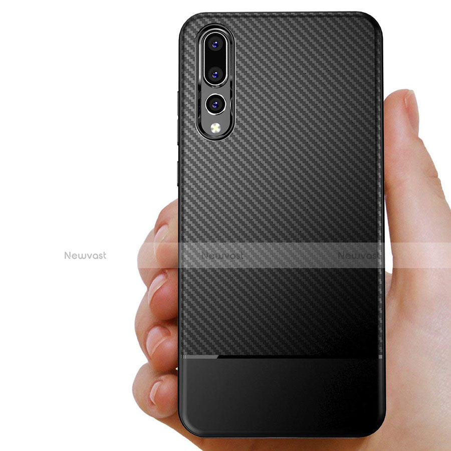 Silicone Candy Rubber TPU Twill Soft Case Cover Z01 for Huawei P20 Pro Black