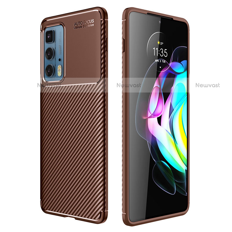 Silicone Candy Rubber TPU Twill Soft Case Cover Z01 for Motorola Moto Edge 20 Pro 5G Brown