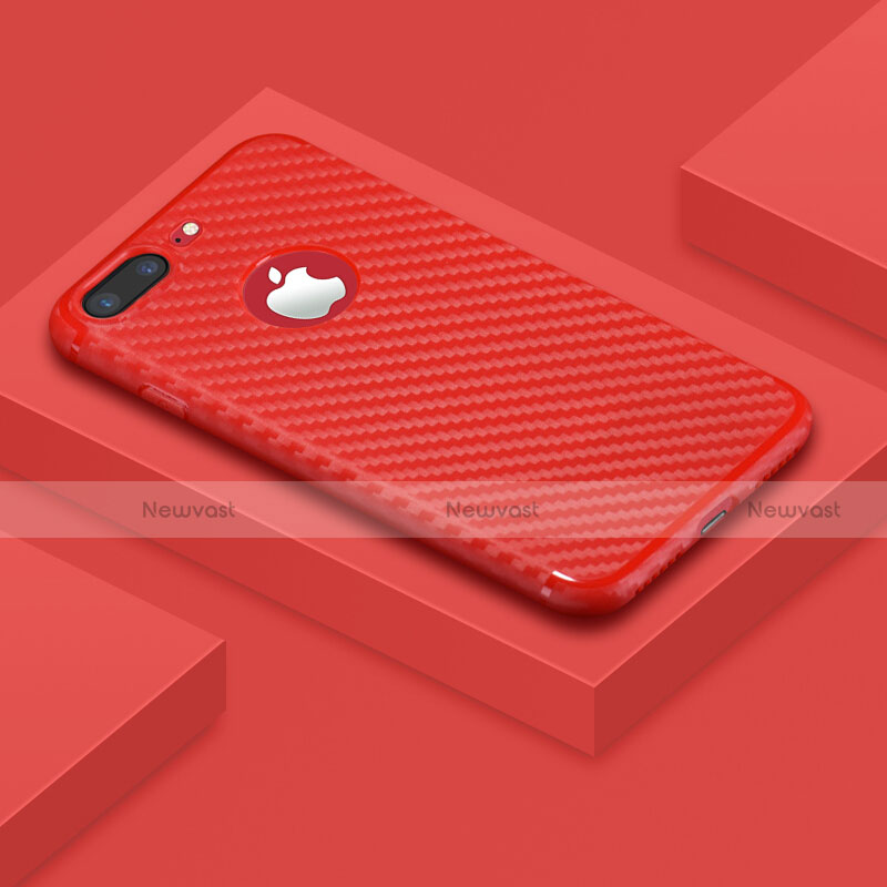 Silicone Candy Rubber TPU Twill Soft Case for Apple iPhone 8 Plus Red