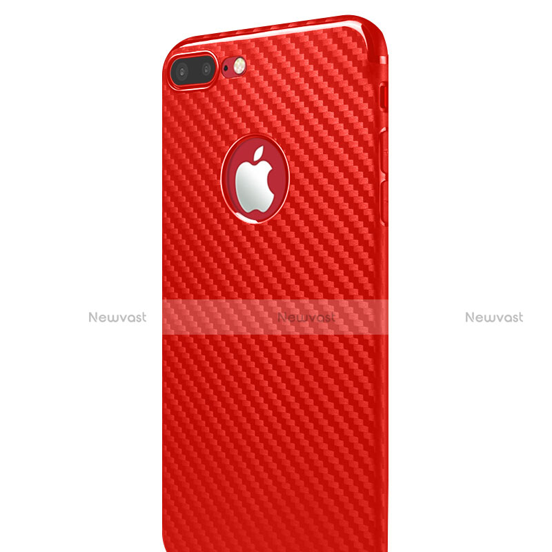 Silicone Candy Rubber TPU Twill Soft Case for Apple iPhone 8 Plus Red
